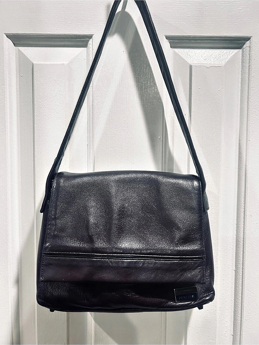 Vintage Perlina Silky Dark Chocolate Brown Leather Shoulder Bag